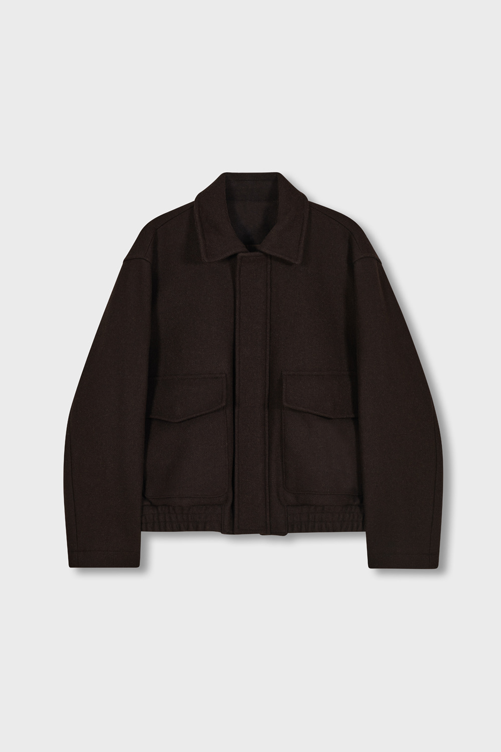 Zip-up Wool Bellows Jacket (Brown)