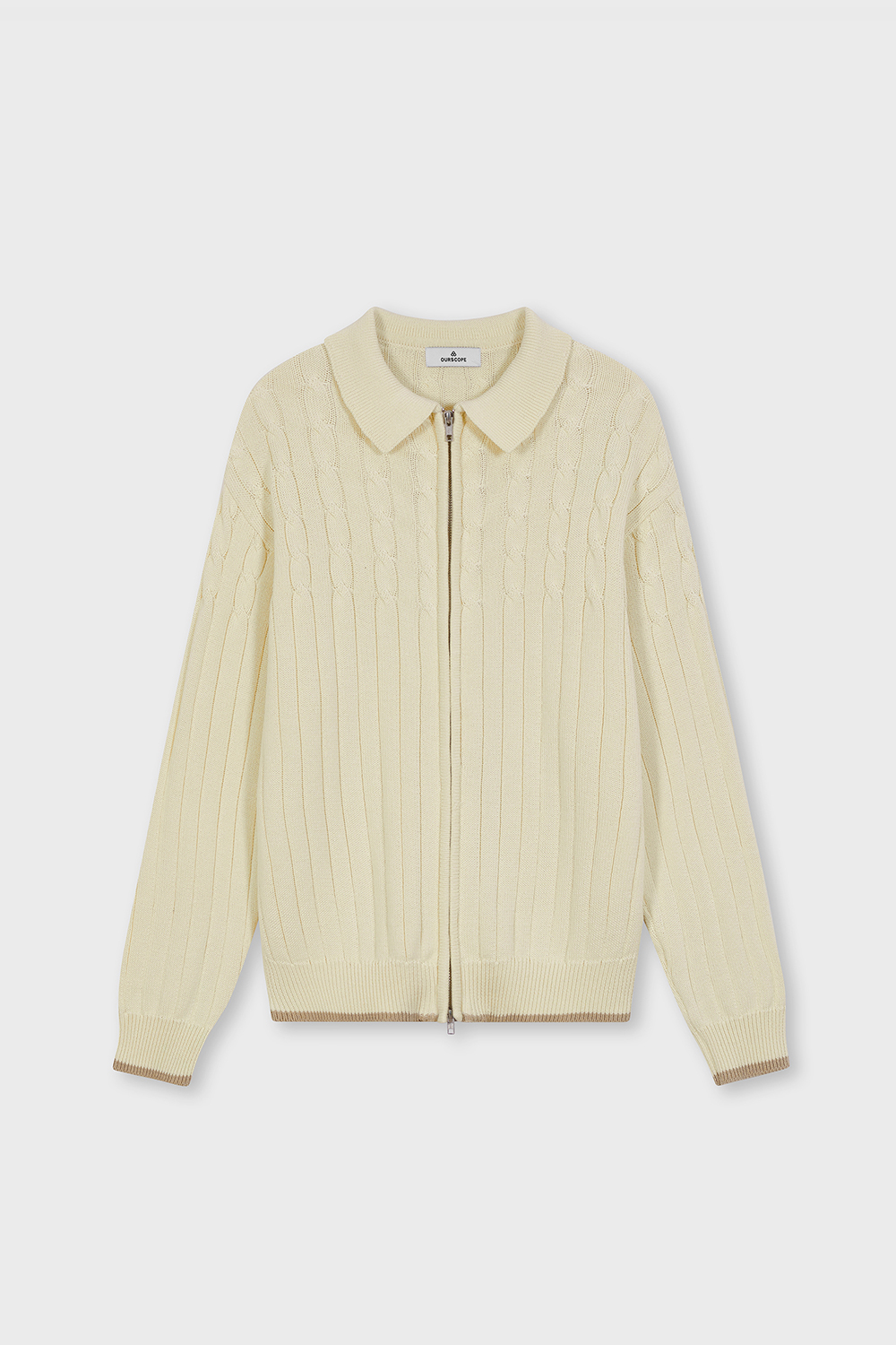 Cano Cable Zip-up Knit (Cream)