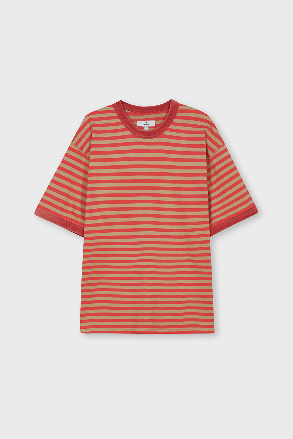 Velour Rib Stripe T-Shirts (Stripe Red)