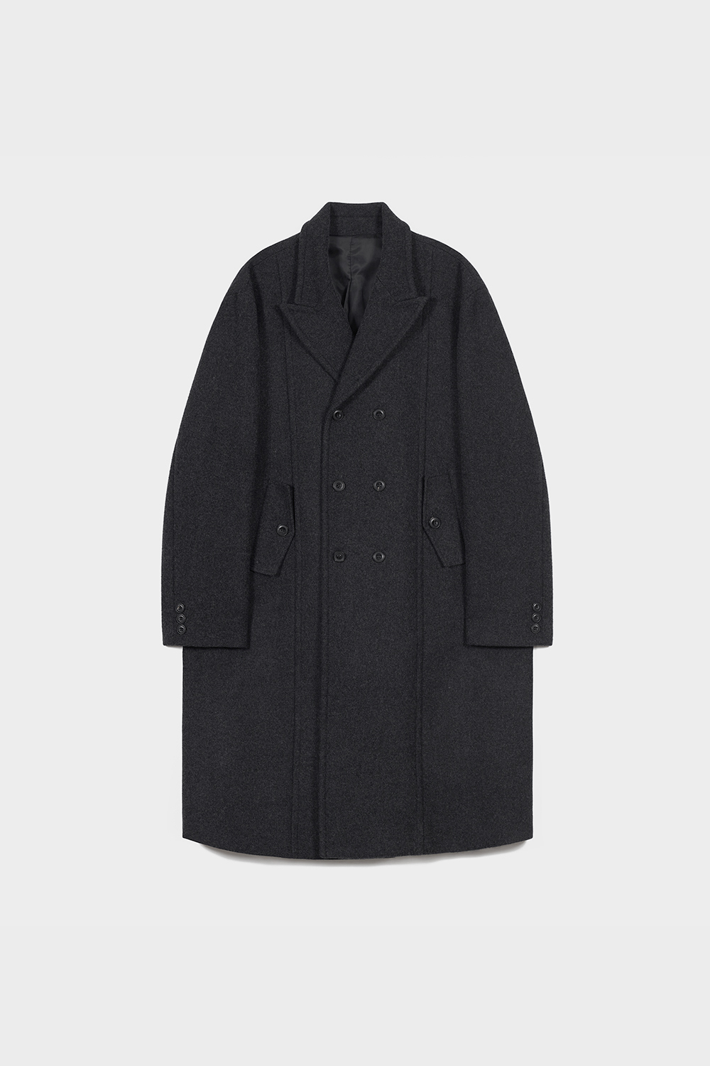 Melton Wool Double Breasted Coat (Charcoal)